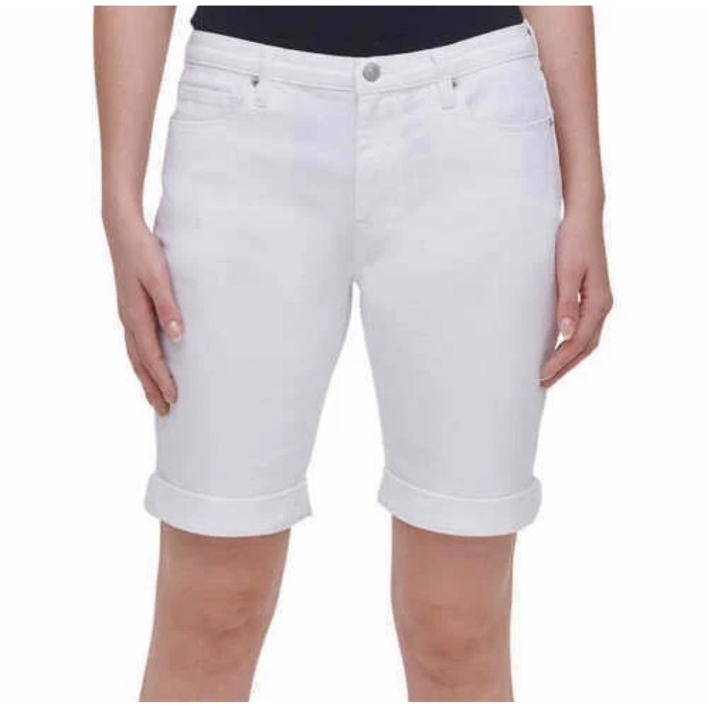 NWT DKNY White Bermuda Shorts‎ Denim Cuffed Womens Size 6